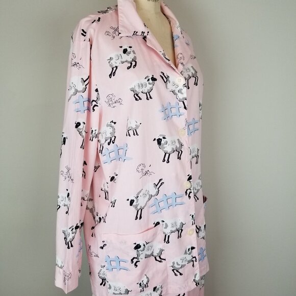 Nick & Nora Pink L/S 2pc Cotton Bo Peep Counting Her Sheep Pajamas Ladies XL NEW - Picture 7 of 10